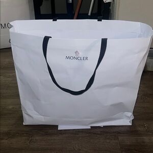 Moncler White Shopping Bag with Black Handles